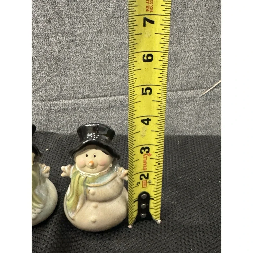 Vintage Kirklands Potters Garden Ceramic Christmas Snowman Salt & Pepper Shakers